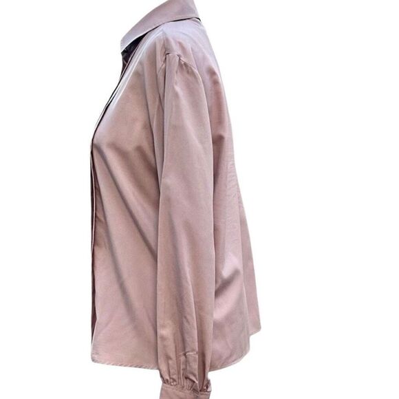Vintage Josephine Salmon Pink Pleated Button-Up Blouse Size 12 - Picture 6 of 10